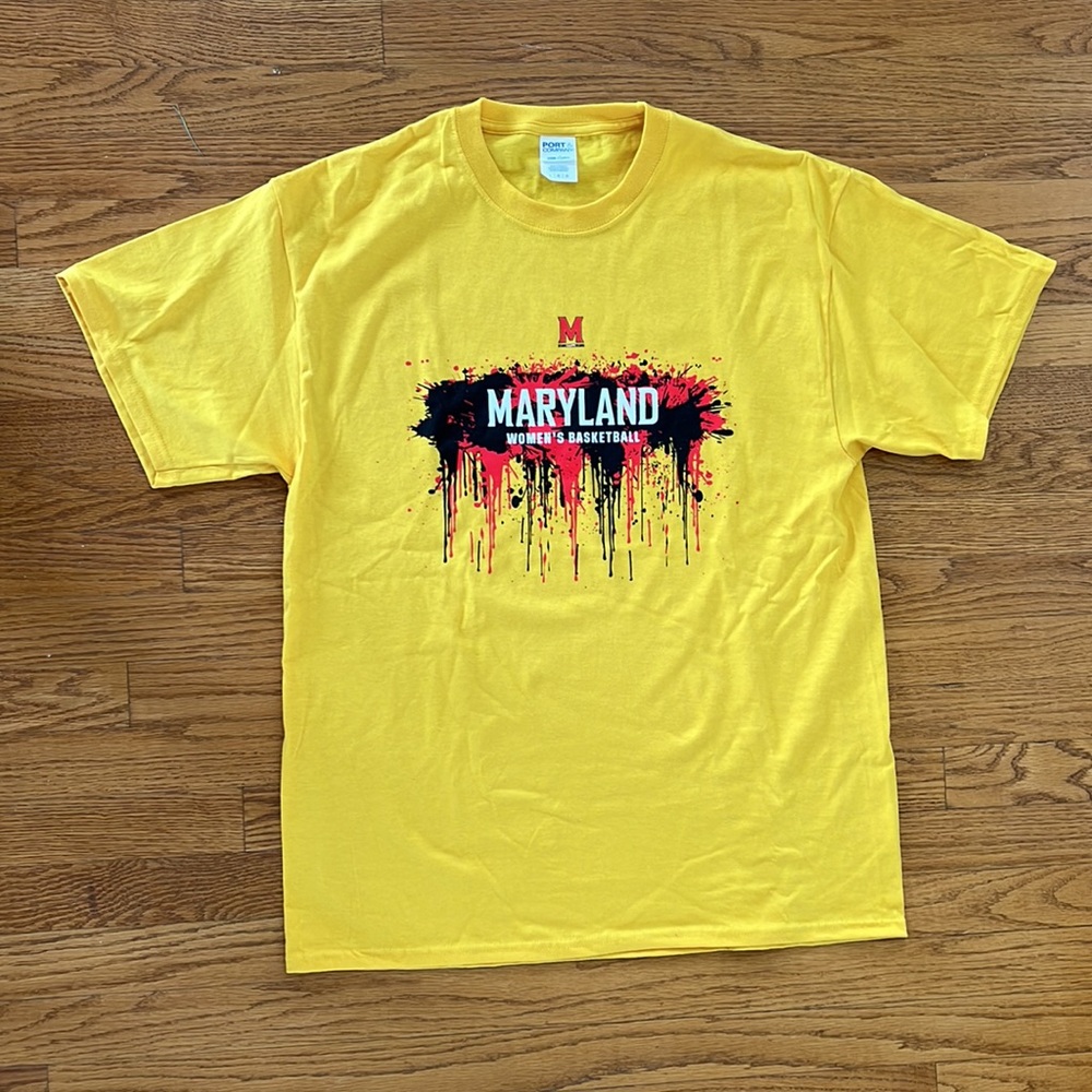 Maryland UMD Terrapins TERPS Women's Basketball T-Shirt Size Large Yellow